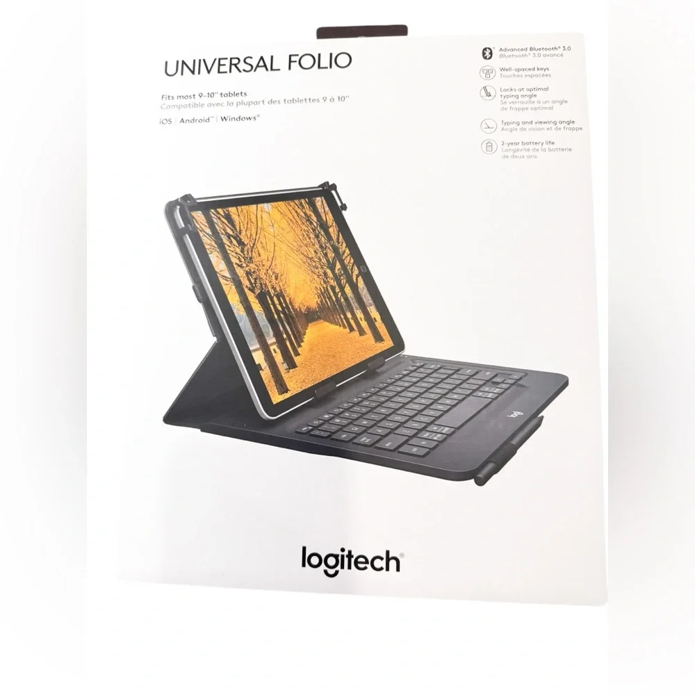 Logitech Universal Folio Tablet Keyboard Cover Case 9-10